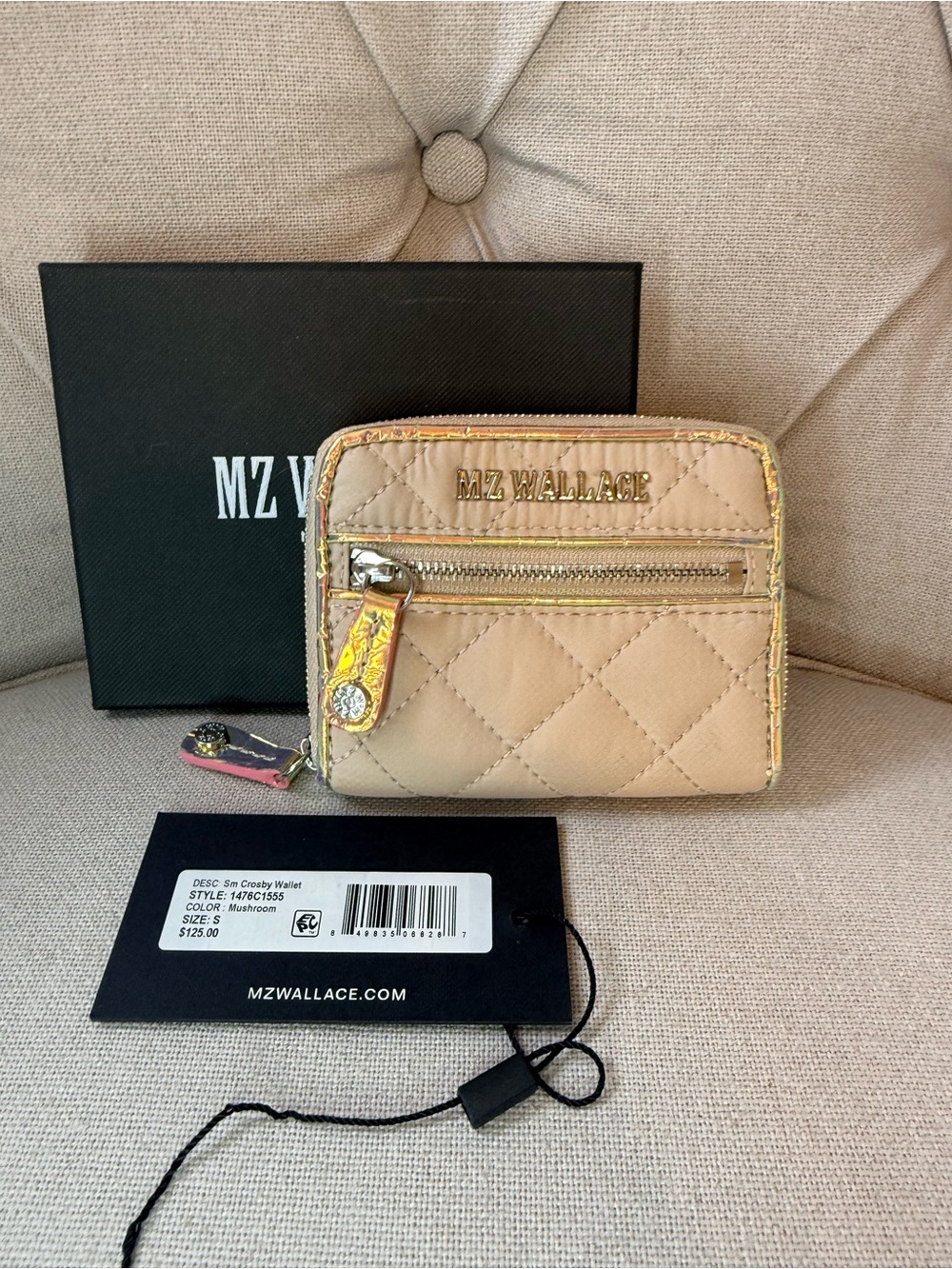MZ Wallace Small Crosby Wallet in Opal & Mushroom
